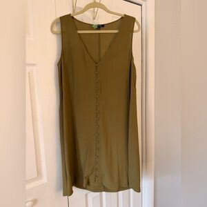 Madewell Heather Button Front Green Tunic Tank Sleeveless Shift Dress